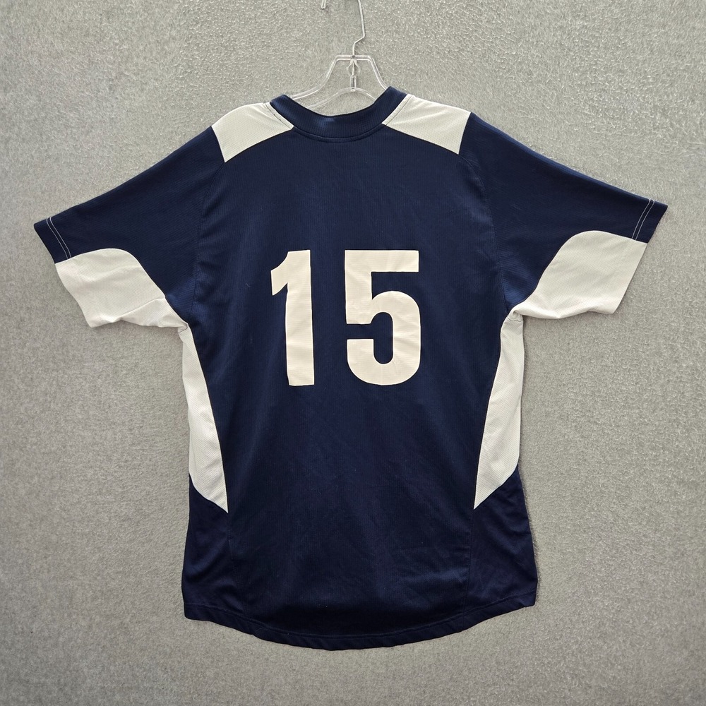 VINTAGE Nike Men Activewear‎ Shirt Medium Blue Colorblock 15 Sphere Swoosh Logo